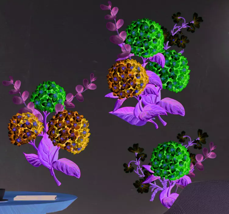 Modri in roza aranžma nalepka rože - TenStickers