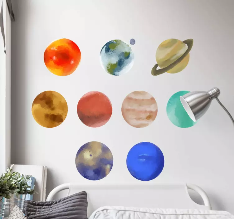 Planets watercolor collection nalepka živali - TenStickers