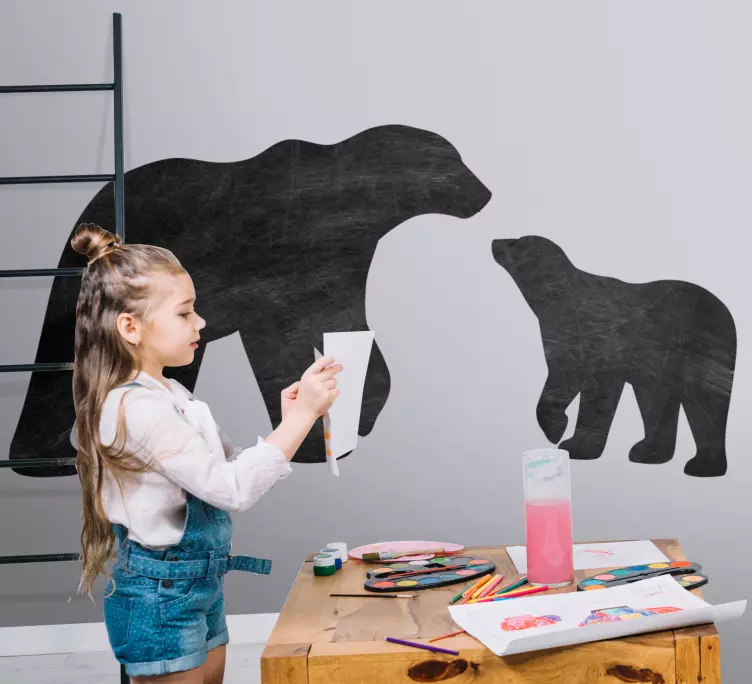 Playful bear silhouettes nalepka tablo - TenStickers