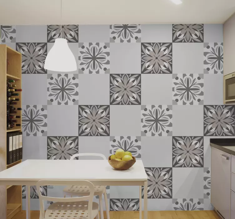 Nalepka s ploščicami za plen in beli cvet - TenStickers