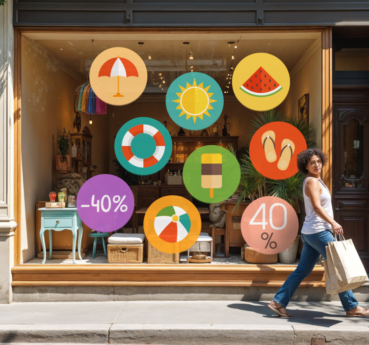 Barviti poletni popusti nalepka za razprodajo - TenStickers