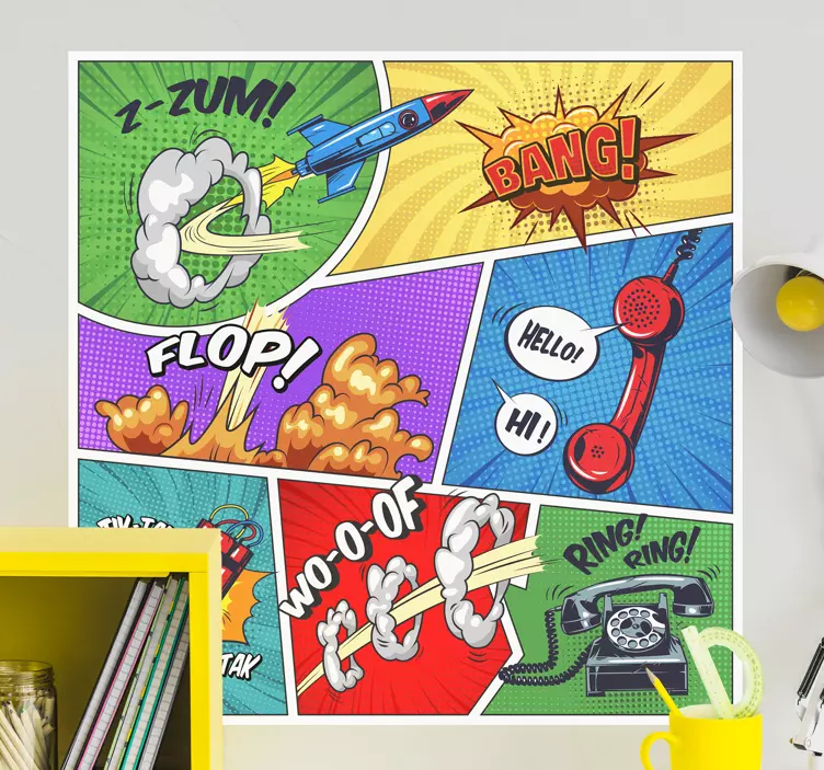 Pop art vintage stenska nalepka - TenStickers