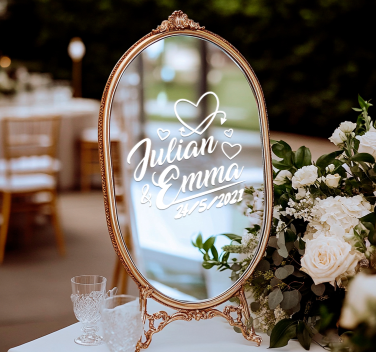 Nalepka z imenom in datumom poročnih src - TenStickers