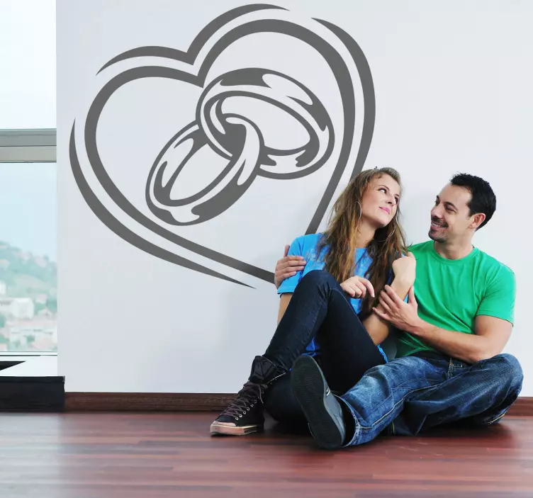 Poročni prstani in nalepke za srce - TenStickers