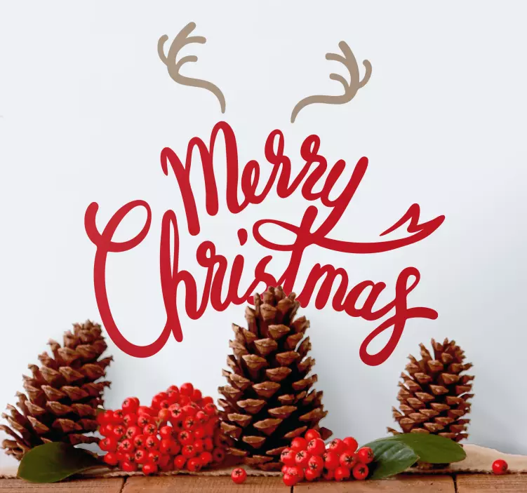 Praznični pozdrav severnih jelenov Božična nalepka - TenStickers