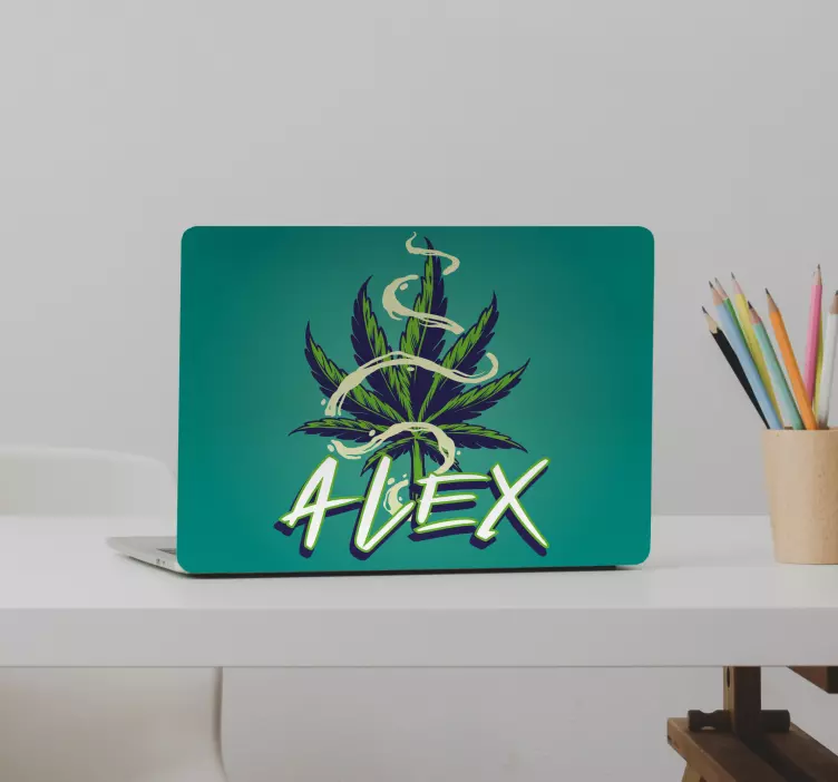 List marihuane z imenom nalepka za prenosnik - TenStickers