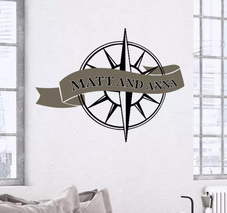 Prilagodljiva nalepka za poročni kompas - TenStickers