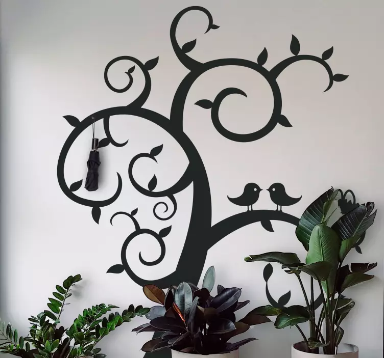 Ptice na drevesu nalepka obešalnik - TenStickers