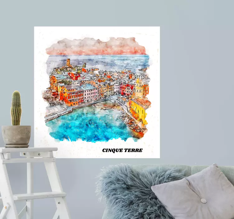 Razgled na cinque terre nalepka živali - TenStickers