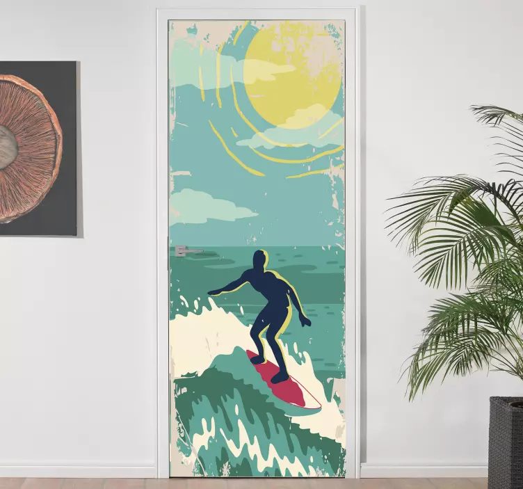 Retro sončna vrata vinil decal - TenStickers