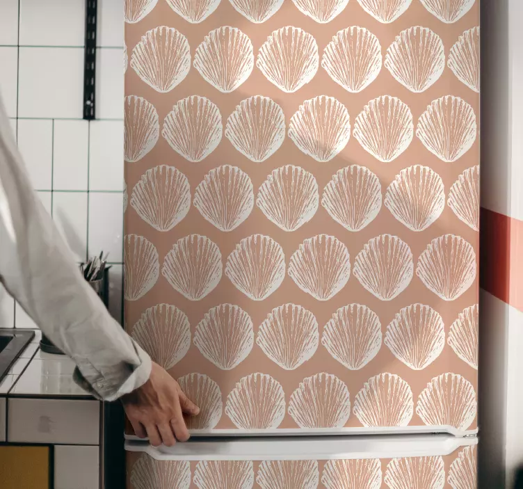 Retro nalepka hladilnika z vzorcem školjk v bež barvi - TenStickers