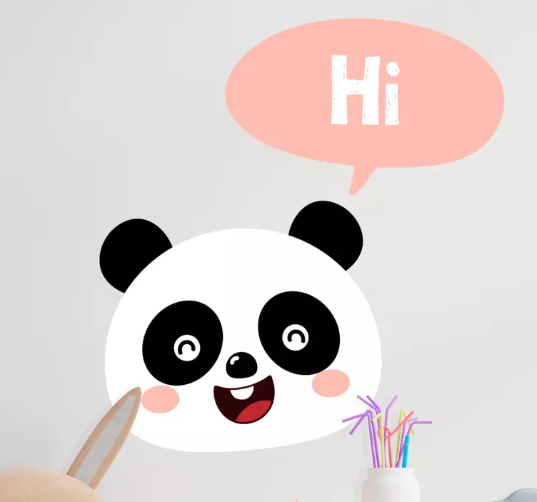 Risanka panda z napisom "hi kid spalnica" - TenStickers