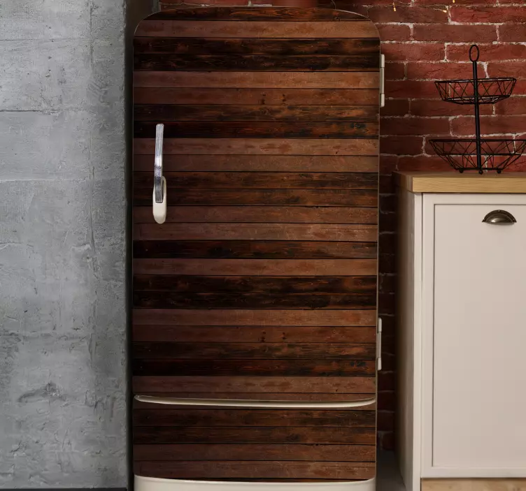 Nalepka hladilnika rjave vodoravne deske - TenStickers