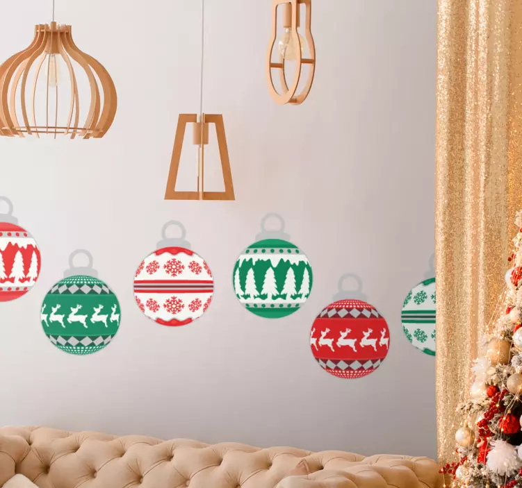 Ročno narisana božična kroglica božična nalepka - TenStickers