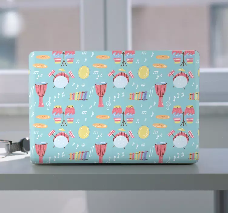 Ročno risan glasbeni boben vzorec kože prenosnika - TenStickers