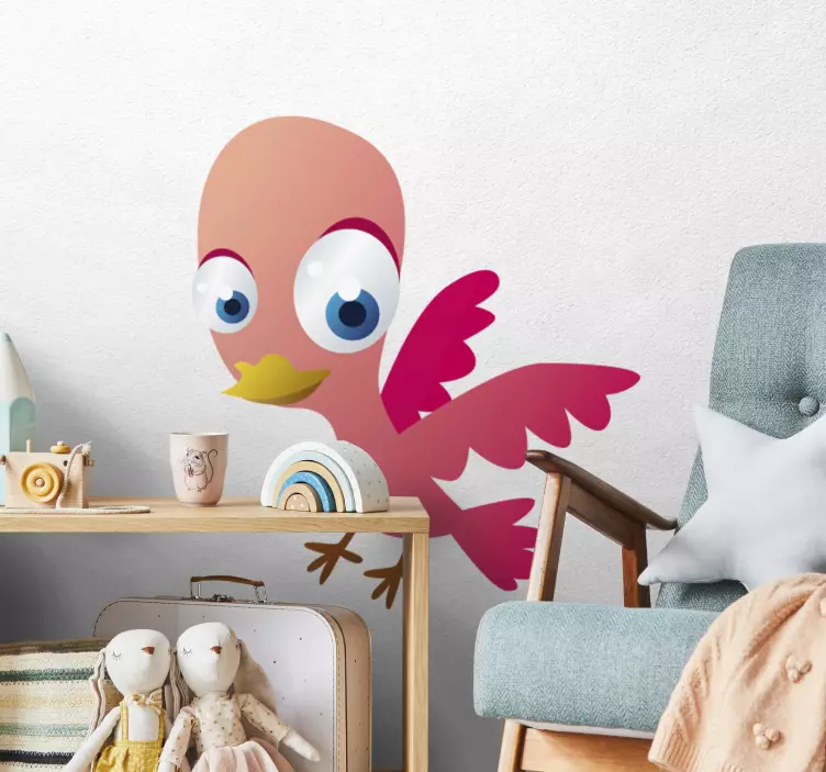 Roza ptičja nalepka za otroke - TenStickers