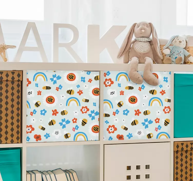 Nalepka za pohištvo rože in čebele - TenStickers