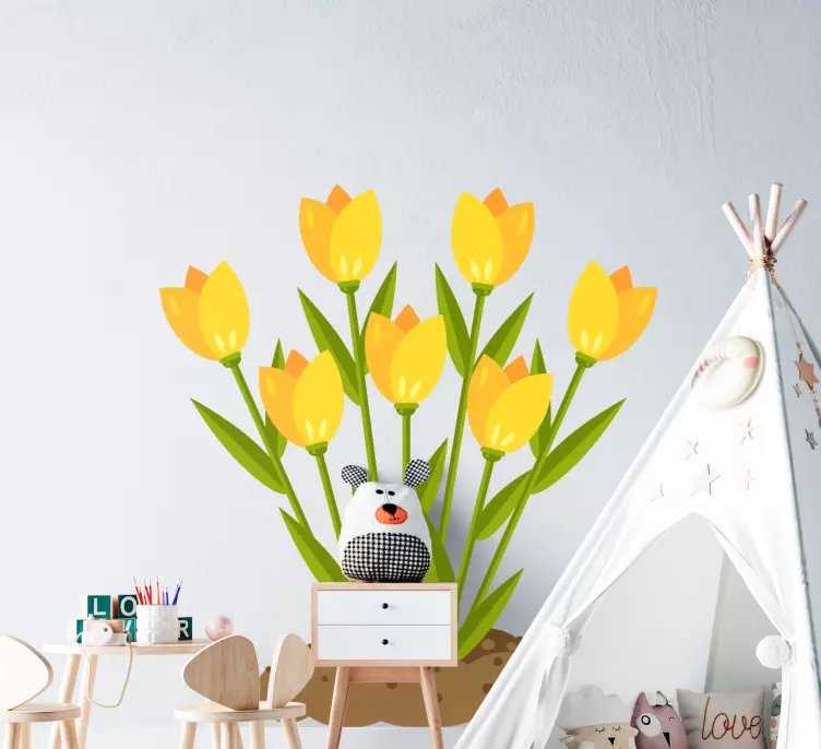 Rumen cvet na umazani nalepki vrat - TenStickers