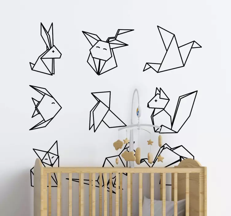 Set živali nalepka divje živali v slogu origami - TenStickers