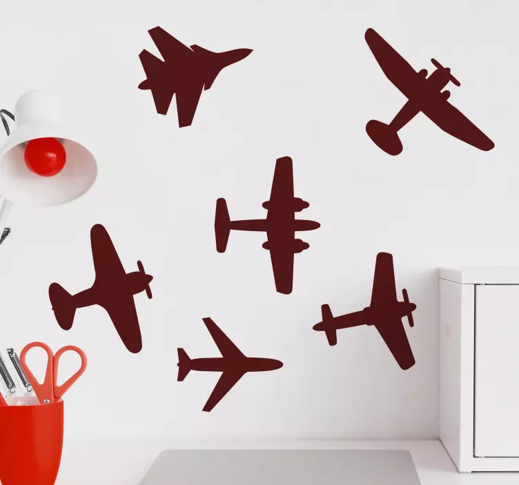 Silhuete starinskih letal nalepka motor - TenStickers
