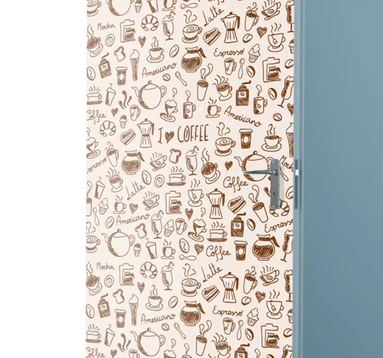 Kava skodelice risba nalepka vrat - TenStickers