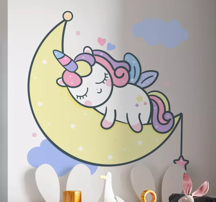Sleepy unicorn moon nalepka za otroke - TenStickers