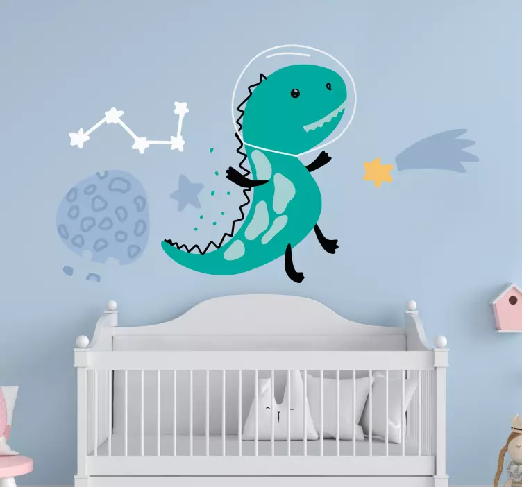 Smešni dinosajderji z vesoljsko stensko nalepko - TenStickers