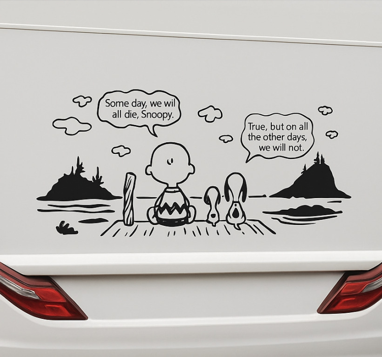 Snoopy in charlie lake nalepka za prikolice - TenStickers