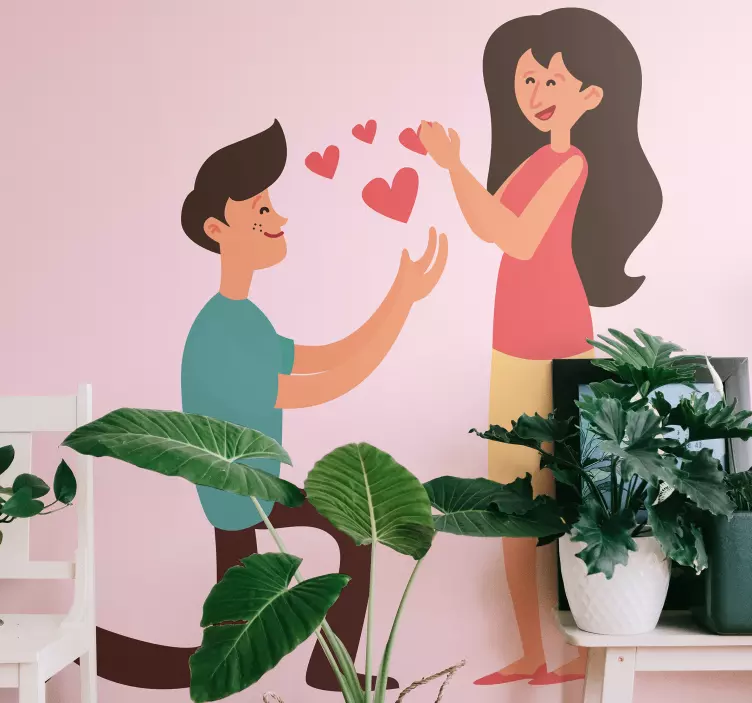 Srca za predlog za par poročna nalepka - TenStickers