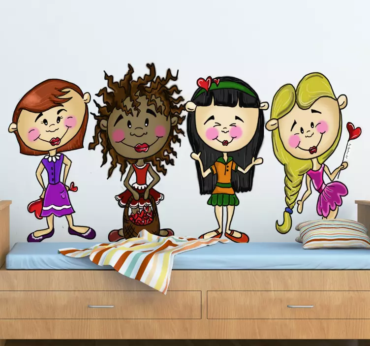 štirje prijatelji otroci nalepke - TenStickers