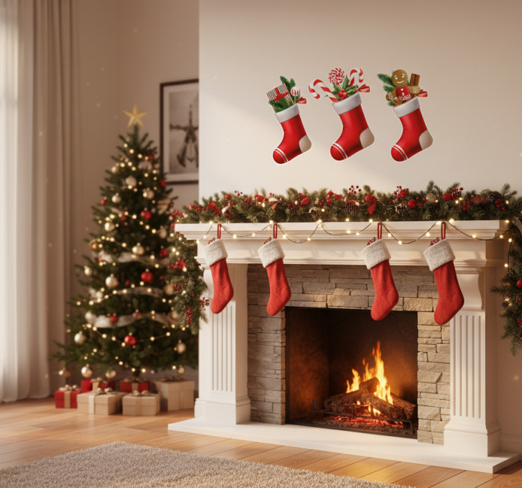 Stockings candy gifts božična nalepka - TenStickers