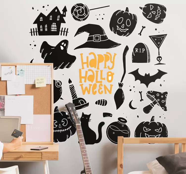 Strašljivi elementi nalepka noč čarovnic - TenStickers