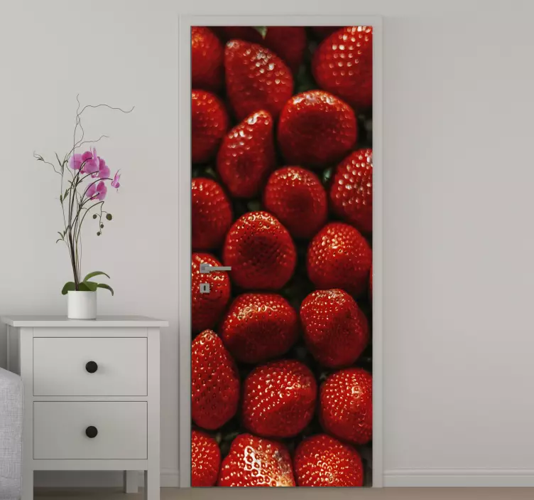 Strawberry pattern design nalepka za vrata - TenStickers