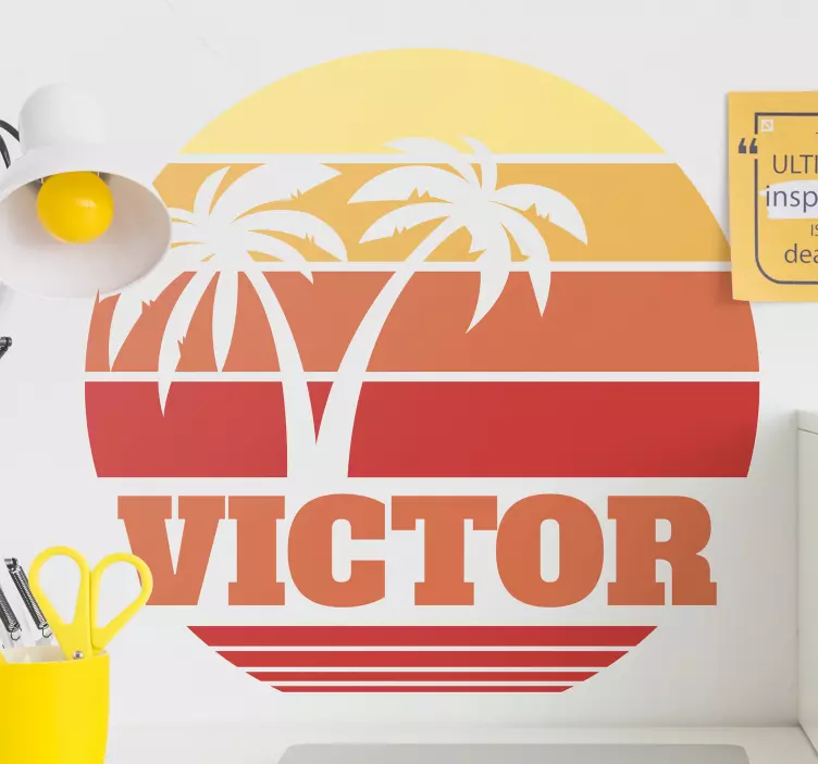 Sunset palm silhouette nalepka narave - TenStickers