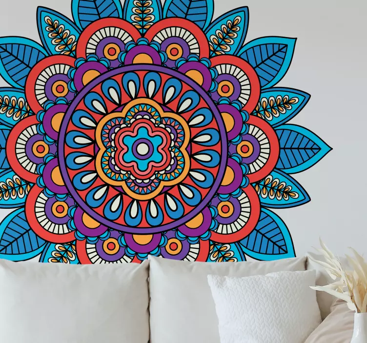 Svetla pisana stenska nalepka mandala - TenStickers