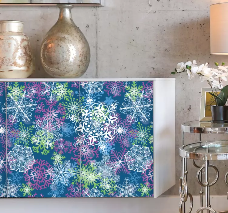 Božična nalepka snežinke na modrem ozadju - TenStickers