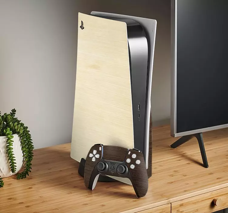 Tekstura lesa nalepka za PS5 - TenStickers