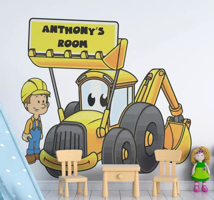 Nalepka za traktor in moški z lastnim imenom - TenStickers