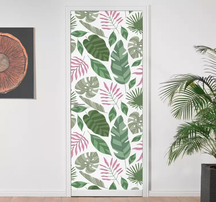 Tropical leaf elements nalepka za vrata - TenStickers