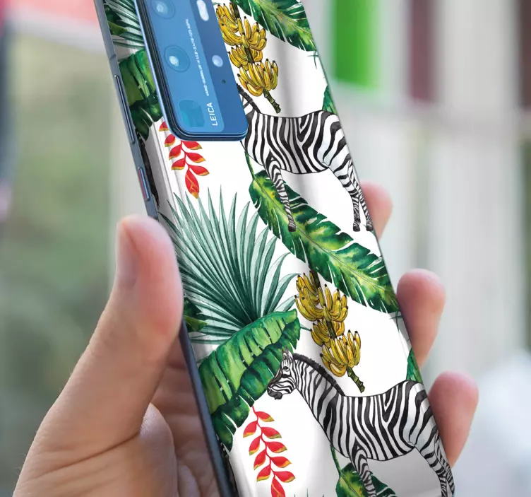 Tropski dizajn zebre Huawei nalepka - TenStickers