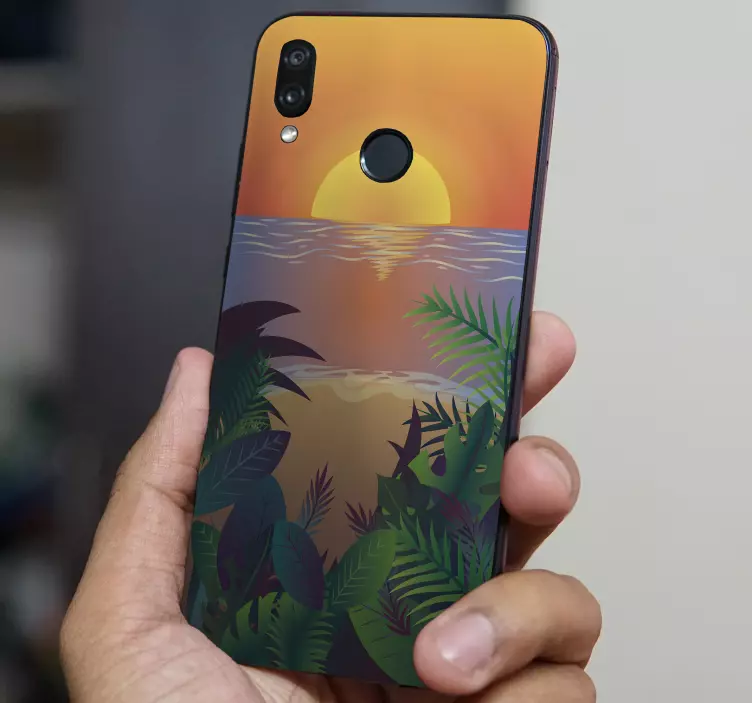 Tropski sončni zahod Huawei nalepka - TenStickers