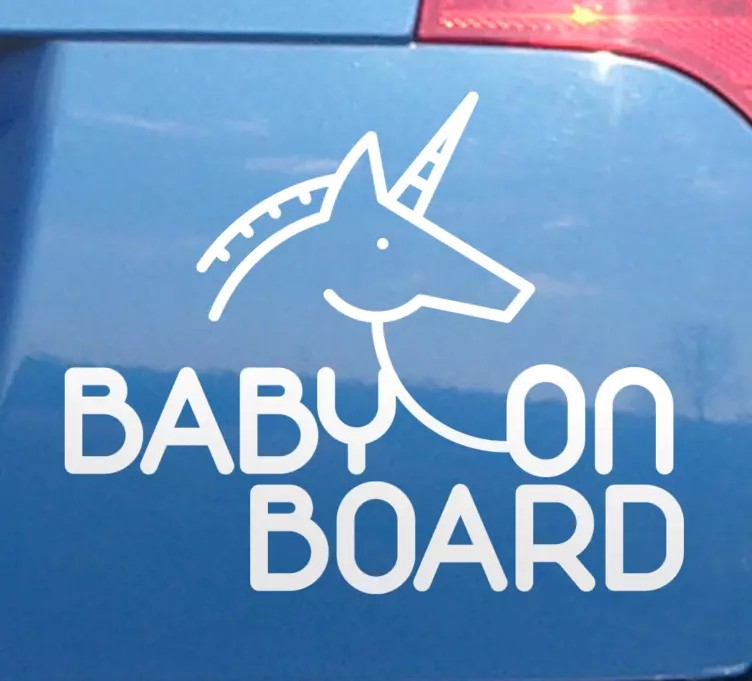 Unicorn baby sign nalepka za otroka v avtu - TenStickers