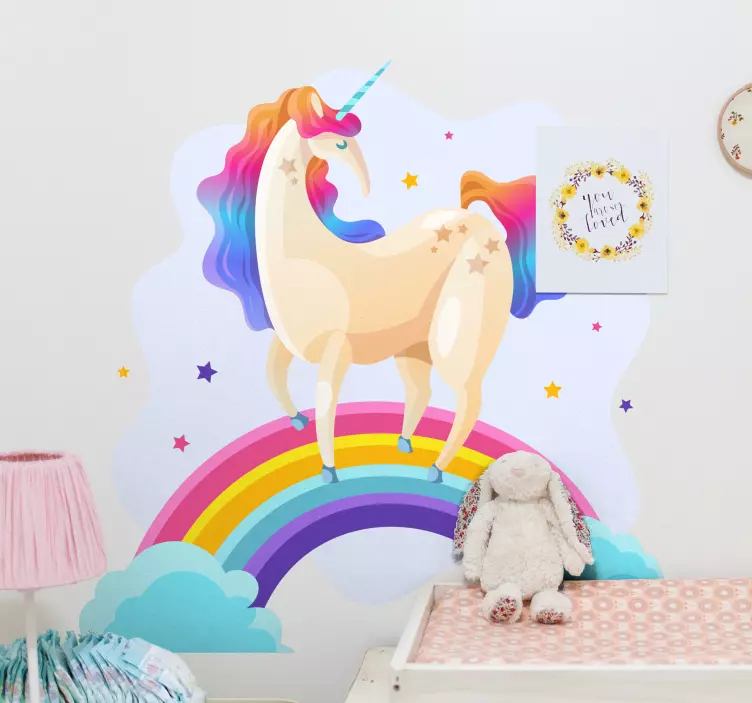 Unicorn rainbow dreamscape nalepka za otroke - TenStickers