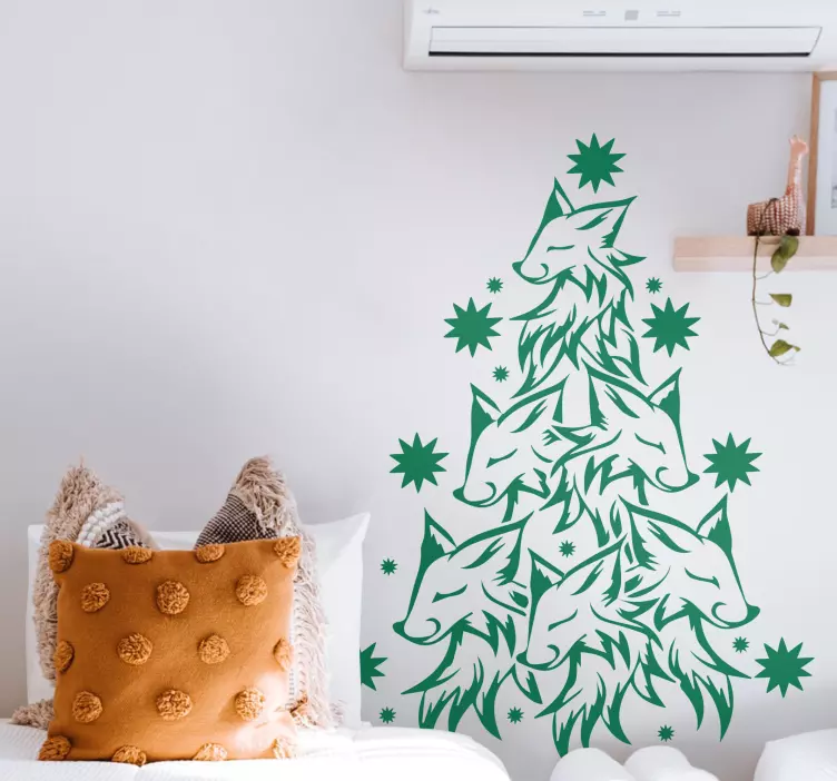 Multiple fox heads božična nalepka - TenStickers