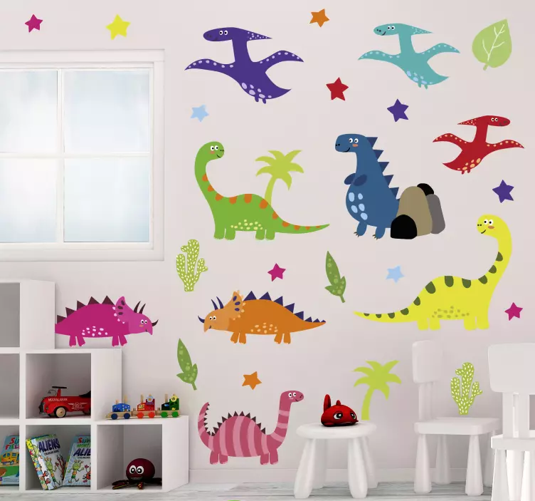 Vibrant dinosaur figures nalepka - TenStickers