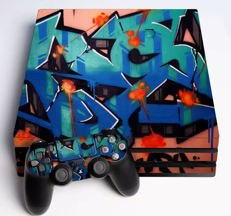 Vibrant graffiti pattern ps4 nalepka - TenStickers