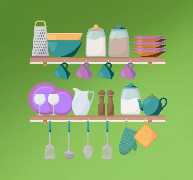 Vibrant kitchenware showcase z nalepkami živali - TenStickers