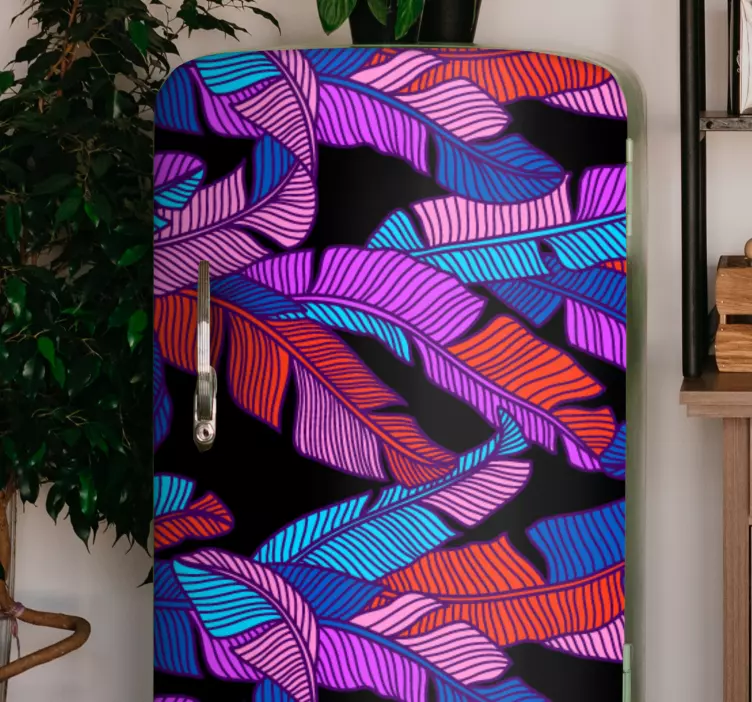 Vibrant leaf motif nalepka za hladilnik - TenStickers