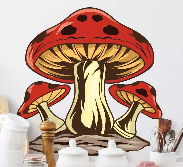 Vibrant mushroom cluster nalepka za rastline - TenStickers