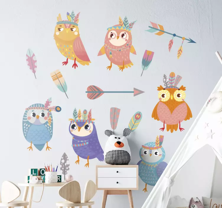 Vibrant owl assortment nalepke za otroke - TenStickers